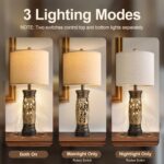 BOBOMOMO 27.25” Antique Gold Table Lamps Set of 2 – Farmhouse Bedside Lamps with... - Image 4