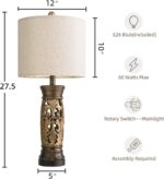 BOBOMOMO 27.25” Antique Gold Table Lamps Set of 2 – Farmhouse Bedside Lamps with... - Image 7