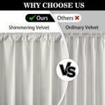 FRAMICS Velvet Curtains 84 inch Long, White Foil Print Curtains for Living Room,... - Image 3