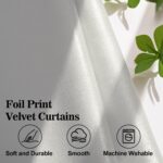 FRAMICS Velvet Curtains 84 inch Long, White Foil Print Curtains for Living Room,... - Image 5