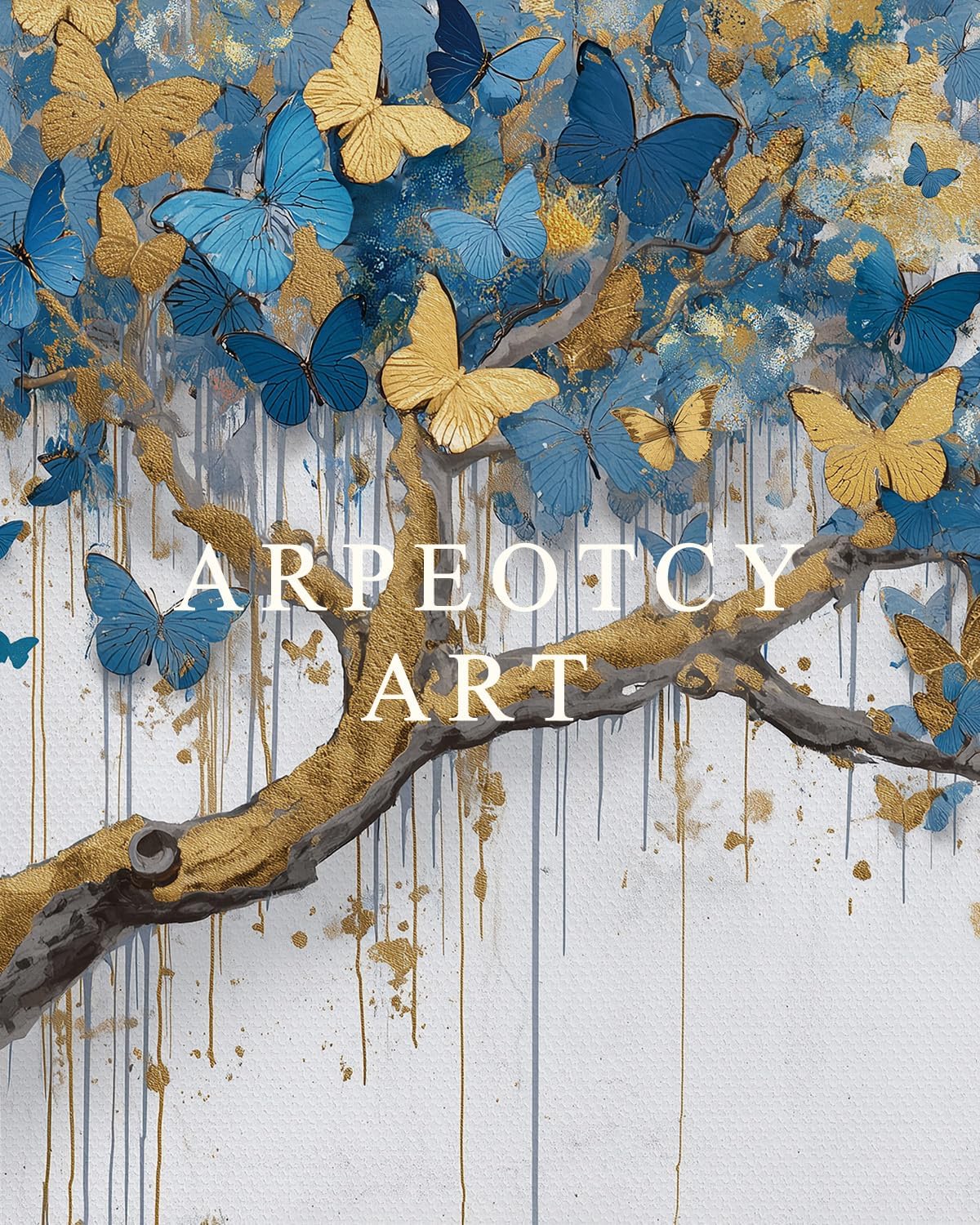 ARPEOTCY Vintage Gold Framed Wall Art Decor, 13x16 Inch Blue and Gold Butterfly ... - Image 5