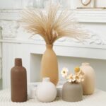 Modern Ceramic Vase Set of 5, Vases Home Decor Rustic Farmhouse Decorative Vase ... - Image 3