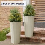 23.6" Tall Outdoor Planters Set of 2, Large Planters for Outdoor Plants for Porc... - Image 7