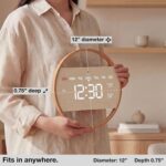 Driini Large Digital Wall Clock -Round Digital Bamboo Wooden Wall Clock with Lar... - Image 4