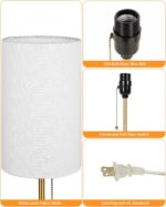 JUNNAI Table Lamps Set of 2, Gold Bedside Lamps, 3 Way Dimmable Nightstand Lamps... - Image 6