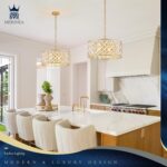 Gold Crystal Chandelier, 18" Modern Drum Ceiling Light Fixture, Luxury 6-Light K... - Image 4