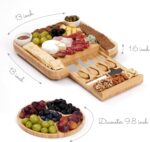 Premium Bamboo Charcuterie Board Set with Hidden Drawer & 4 Cheese Knives - 13x1... - Image 6