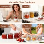 ComSaf 6-Pack 17oz Ribbed Glass Storage Jars with Airtight Clamp Lids, Decorativ... - Image 7