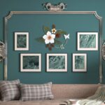 3D Metal Flower Wall Decor - 13.78'' Gold Circle Floral Wall Art with Green Trop... - Image 5