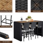 Yaheetech 7 Piece Patio Dining Set Outdoor Acacia Wood Bar Table and Chairs with... - Image 6