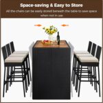Yaheetech 7 Piece Patio Dining Set Outdoor Acacia Wood Bar Table and Chairs with... - Image 9