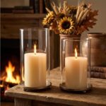 Hurricane Candle Holders Set of 2 - Pillar Candle Stands with Glass Sleeves for ... - Image 3