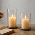 Hurricane Candle Holders Set of 2 - Pillar Candle Stands with Glass Sleeves for ... - Image 7