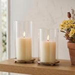 Hurricane Candle Holders Set of 2 - Pillar Candle Stands with Glass Sleeves for ... - Image 8
