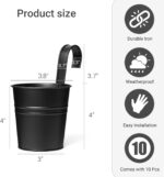 Dahey 5 Pcs Hanging Flower Pots 4 Inches Metal Iron Bucket Outdoor Planter for R... - Image 3