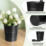 Dahey 5 Pcs Hanging Flower Pots 4 Inches Metal Iron Bucket Outdoor Planter for R... - Image 4