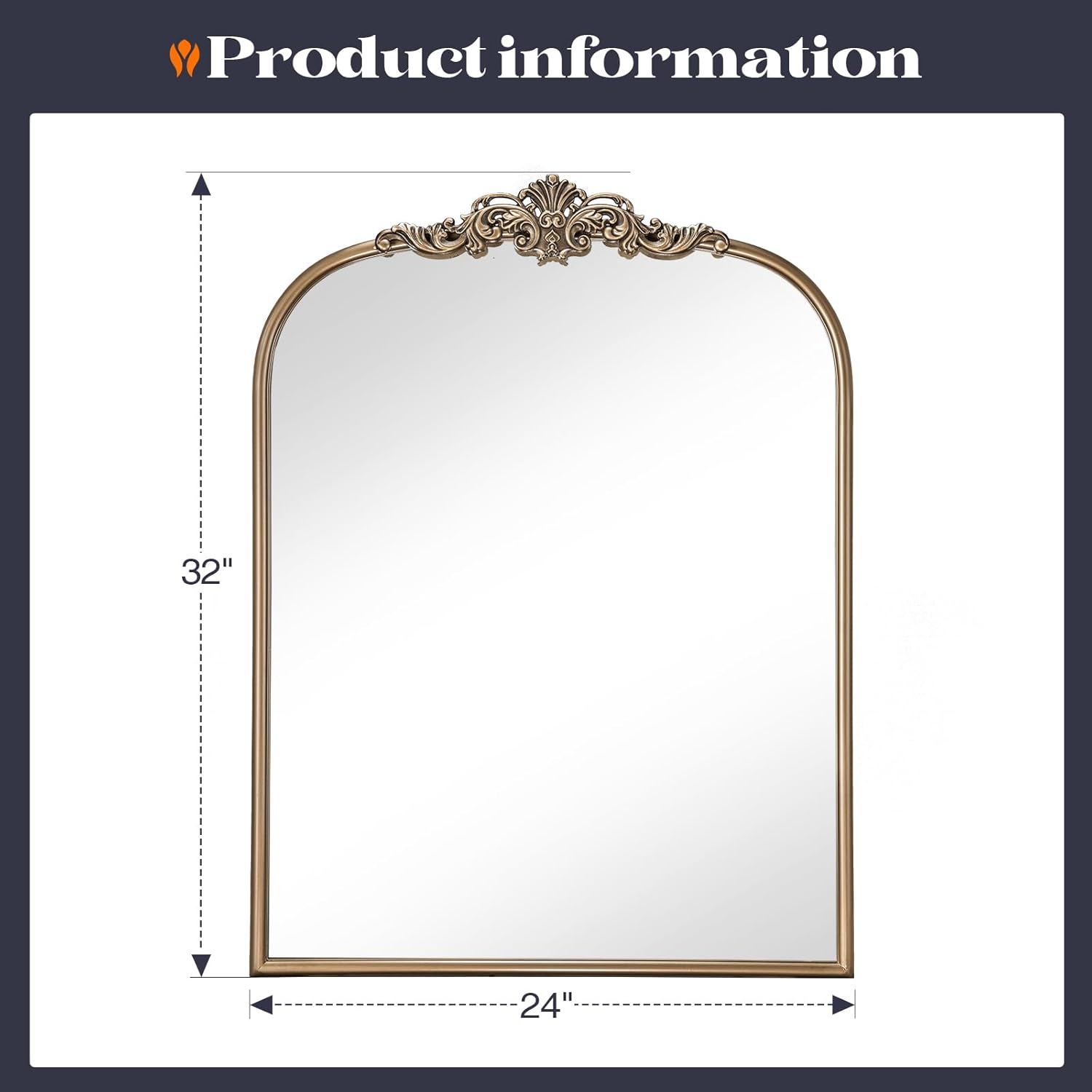 Antique Baroque Gold Mirror, 24” x 32” Vintage Vanity Mirror for Fireplace Mante... - Image 5
