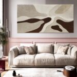 ZUNARE Hand-Painted Large Abstract Wall Art – Neutral Beige, Taupe, and Brown Te... - Image 4