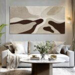 ZUNARE Hand-Painted Large Abstract Wall Art – Neutral Beige, Taupe, and Brown Te... - Image 7