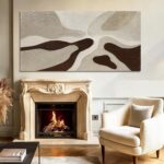 ZUNARE Hand-Painted Large Abstract Wall Art – Neutral Beige, Taupe, and Brown Te... - Image 8