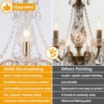 AMZASA Crystal Gold Chandelier, Glass Crystal Hanging Pendant Lighting, 5 Light ... - Image 3