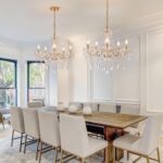 AMZASA Crystal Gold Chandelier, Glass Crystal Hanging Pendant Lighting, 5 Light ... - Image 5