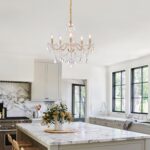 AMZASA Crystal Gold Chandelier, Glass Crystal Hanging Pendant Lighting, 5 Light ... - Image 9