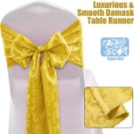 RUDONG M 2 Pack Gold Satin Table Runners 12 x 108 Inch, Long Silky Damask Table ... - Image 4