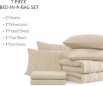 CASAAGUSTO Queen Comforter Set, 7 Pieces Beige Seersucker Bed in a Bag Queen Siz... - Image 7