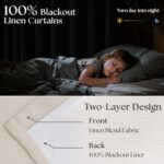 90 Inch Pinch Pleated Blackout Linen Curtains for Bedroom 2 Panels Memory Traine... - Image 3