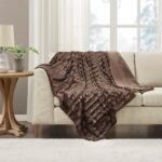 Madison Park Duke Luxury Long Faux Fur Throw Brown 50*60 Premium Soft Cozy Brush... - Image 3