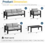 Solaste Aluminum Outdoor Patio Furniture Set, 7 Seats Patio Sectional Sofa with ... - Image 3