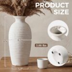 Rustic Ceramic Threaded White Vase, 14.4" H Tall Vases for Centerpieces,Handmade... - Image 3