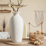 Rustic Ceramic Threaded White Vase, 14.4" H Tall Vases for Centerpieces,Handmade... - Image 5