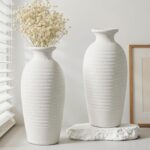 Rustic Ceramic Threaded White Vase, 14.4" H Tall Vases for Centerpieces,Handmade... - Image 6