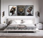 3 Pcs African American King and Queen Canvas Wall Art, Black Gold Crown Poster P... - Image 4