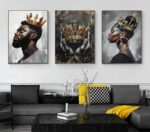 3 Pcs African American King and Queen Canvas Wall Art, Black Gold Crown Poster P... - Image 5