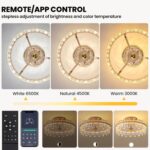 CROSSIO 20" Crystal Ceiling Fans with Lights Remote Control Dimmable 6 Speeds Re... - Image 4