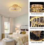 CROSSIO 20" Crystal Ceiling Fans with Lights Remote Control Dimmable 6 Speeds Re... - Image 6