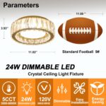 Dimmable Modern Luxury Crystal LED Flush Mount Ceiling Light,11 Inch 24W/5CCT 30... - Image 4