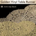 FAVE Gold Small Table Runner 36 Inch Heat Resistant Vinyl Table Cover for Dinner... - Image 3