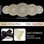 FAVE Gold Small Table Runner 36 Inch Heat Resistant Vinyl Table Cover for Dinner... - Image 4