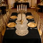 FAVE Gold Small Table Runner 36 Inch Heat Resistant Vinyl Table Cover for Dinner... - Image 8