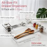 Drawer Organizer, 10 Pack Large Clear Plastic Organizer Bins 5 Sizes, Versatile ... - Image 3