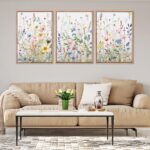 HPINUB Colorful Flower Framed Canvas Wall Art Set, Watercolor Daisy Floral Wall ... - Image 3