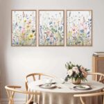 HPINUB Colorful Flower Framed Canvas Wall Art Set, Watercolor Daisy Floral Wall ... - Image 4