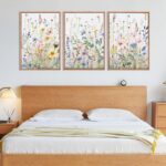 HPINUB Colorful Flower Framed Canvas Wall Art Set, Watercolor Daisy Floral Wall ... - Image 5