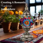 Marrakech Turkish Table Lamp with Bronze Base，Handmade Colorful Moroccan Tiffany... - Image 3