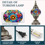Marrakech Turkish Table Lamp with Bronze Base，Handmade Colorful Moroccan Tiffany... - Image 4