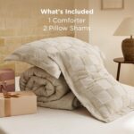Bedsure King Size Comforter Set Beige, Boho Tufted Bed Set, Checkered Farmhouse-... - Image 6